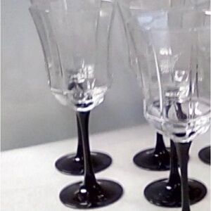 1980’s Luminarc France 4 Black Stem Goblets